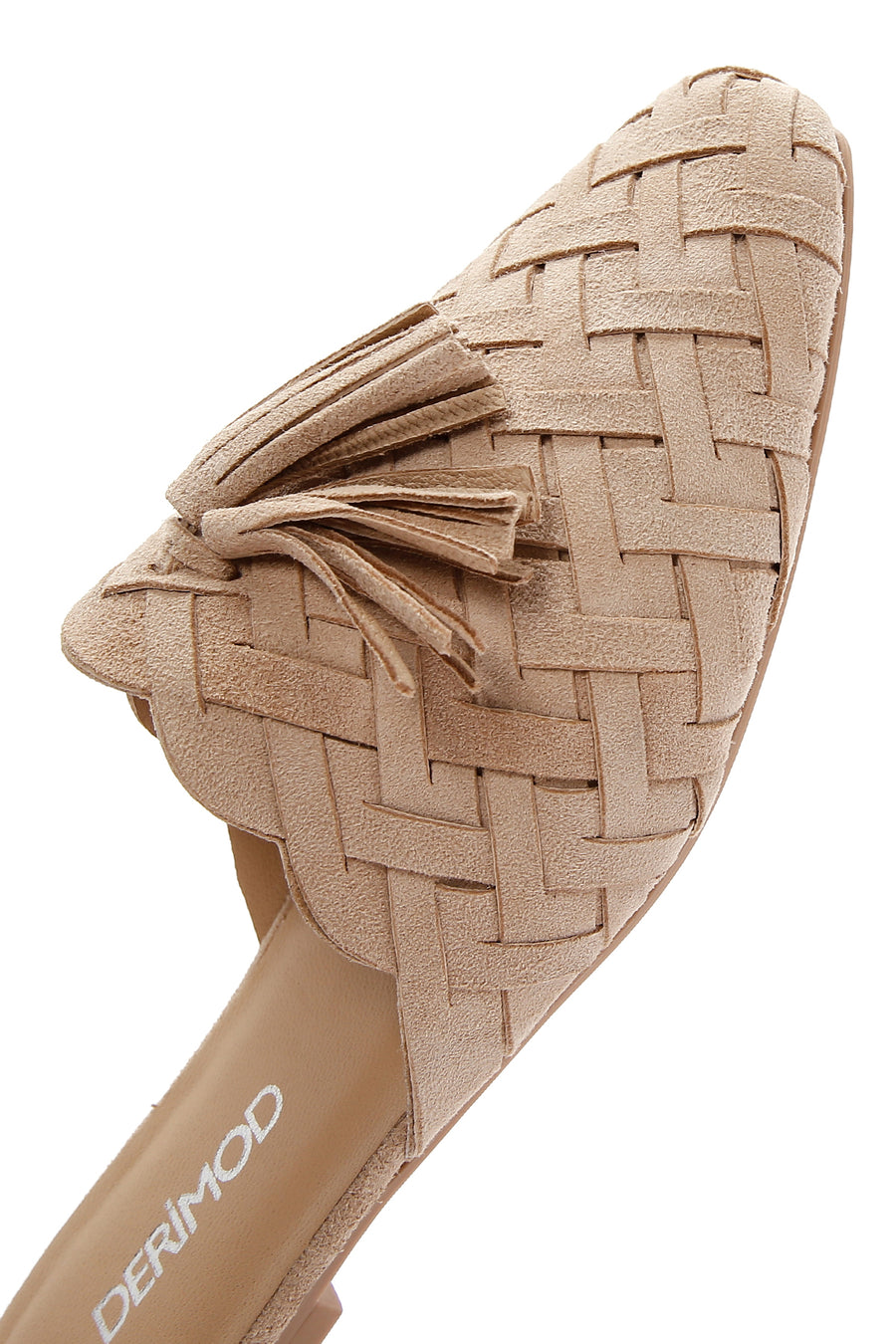 Women's Beige Knit Leather Slippers