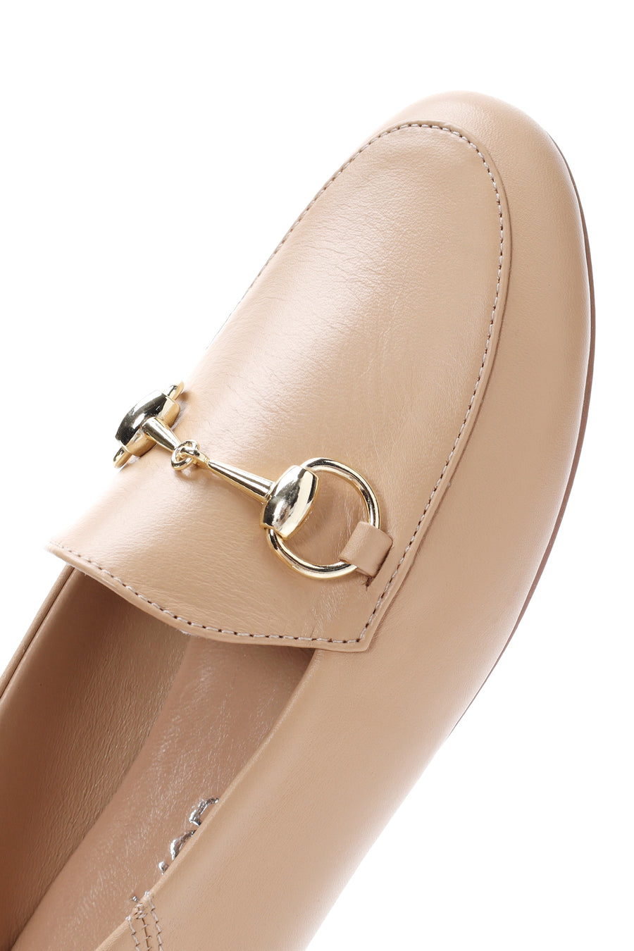 Kadın Bej Deri Maskülen Loafer