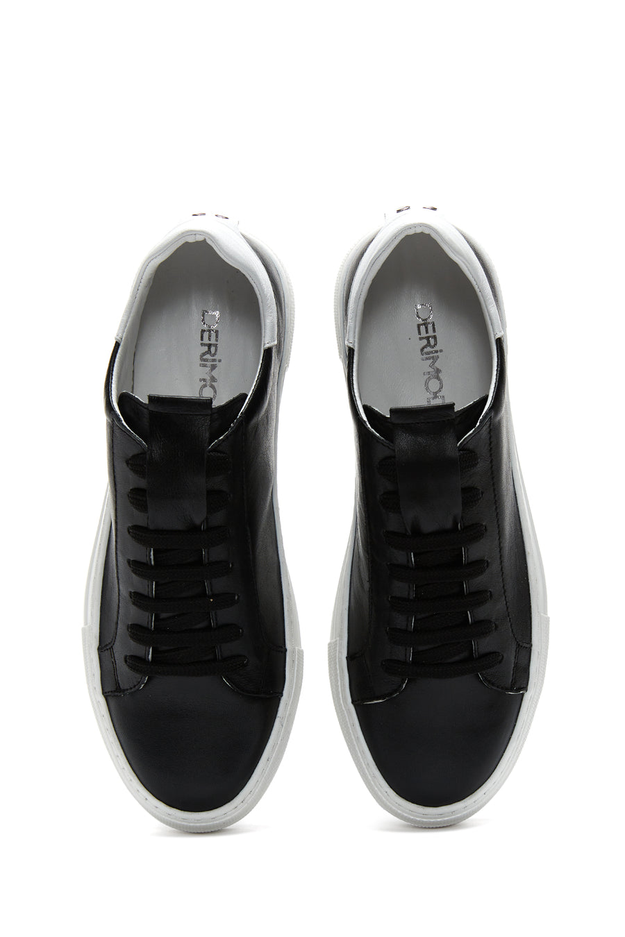 Women's Black Lace-Up Leather Sneaker