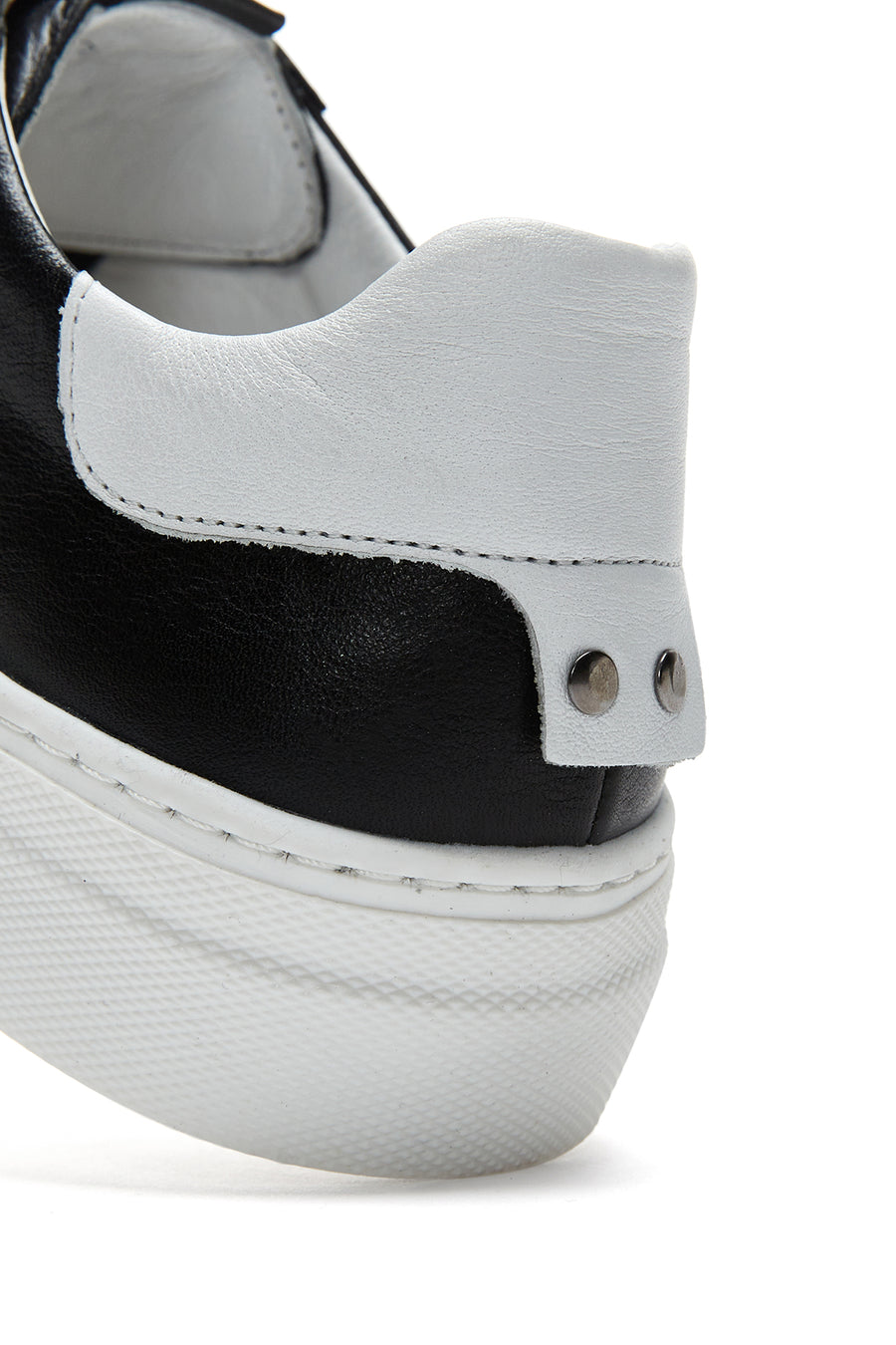 Women's Black Lace-Up Leather Sneaker