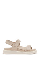 Women's Beige Strappy Leather Comfort Sandals | Derimod