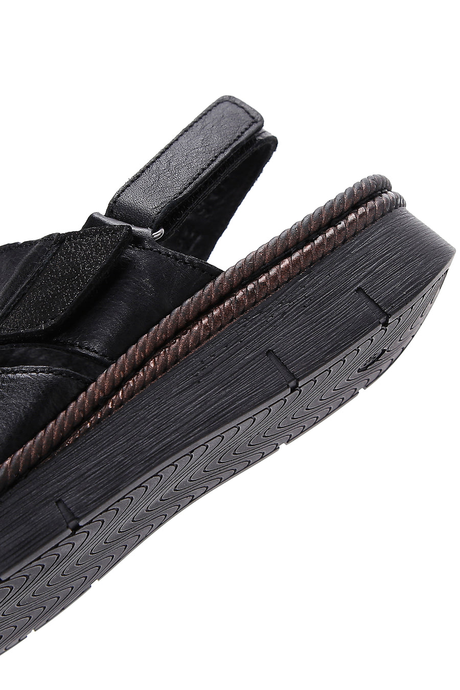 Kadın Siyah Bilekten Bantlı Deri Comfort Sandalet