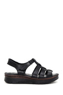 Women's Black Ankle Strap Leather Comfort Sandals | Derimod