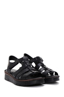 Women's Black Ankle Strap Leather Comfort Sandals | Derimod