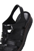 Women's Black Ankle Strap Leather Comfort Sandals | Derimod