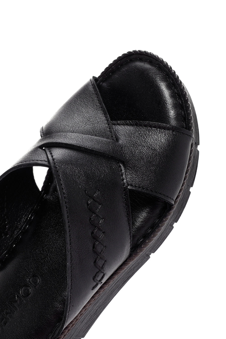 Women's Black Leather Comfort Slippers