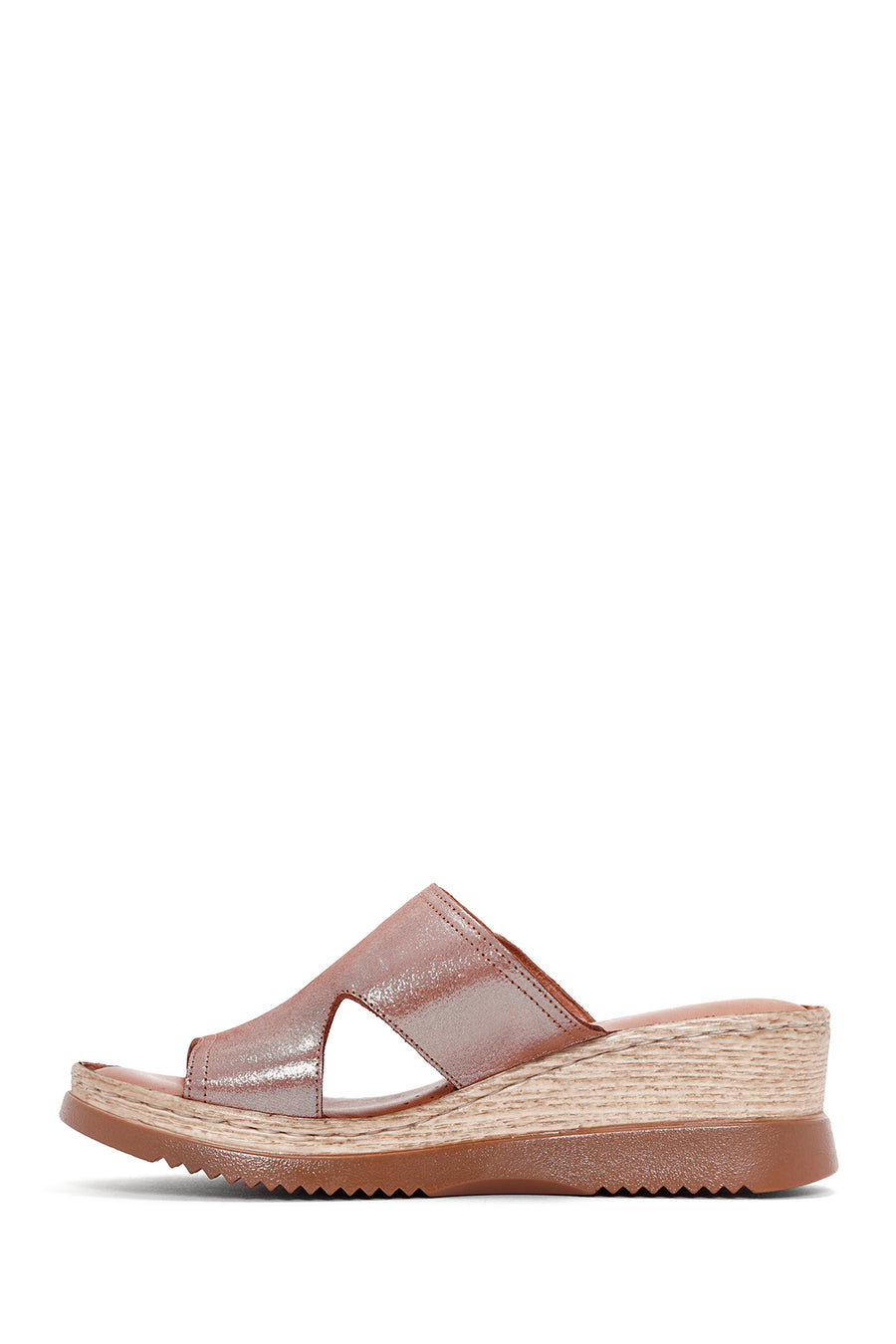 Women's Tan Thick Soled Leather Comfort Slippers