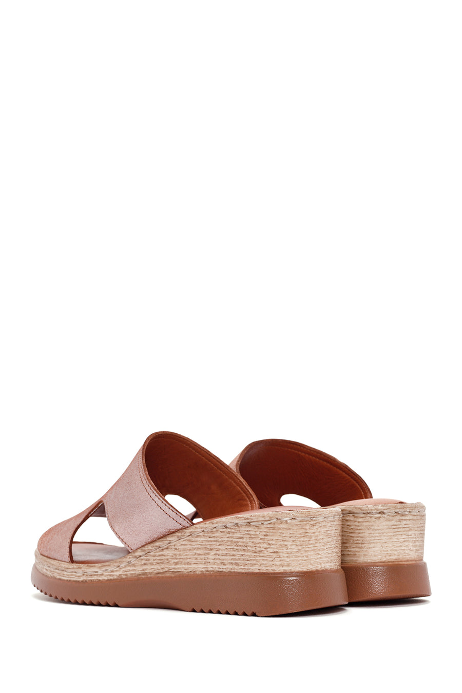 Women's Tan Thick Soled Leather Comfort Slippers