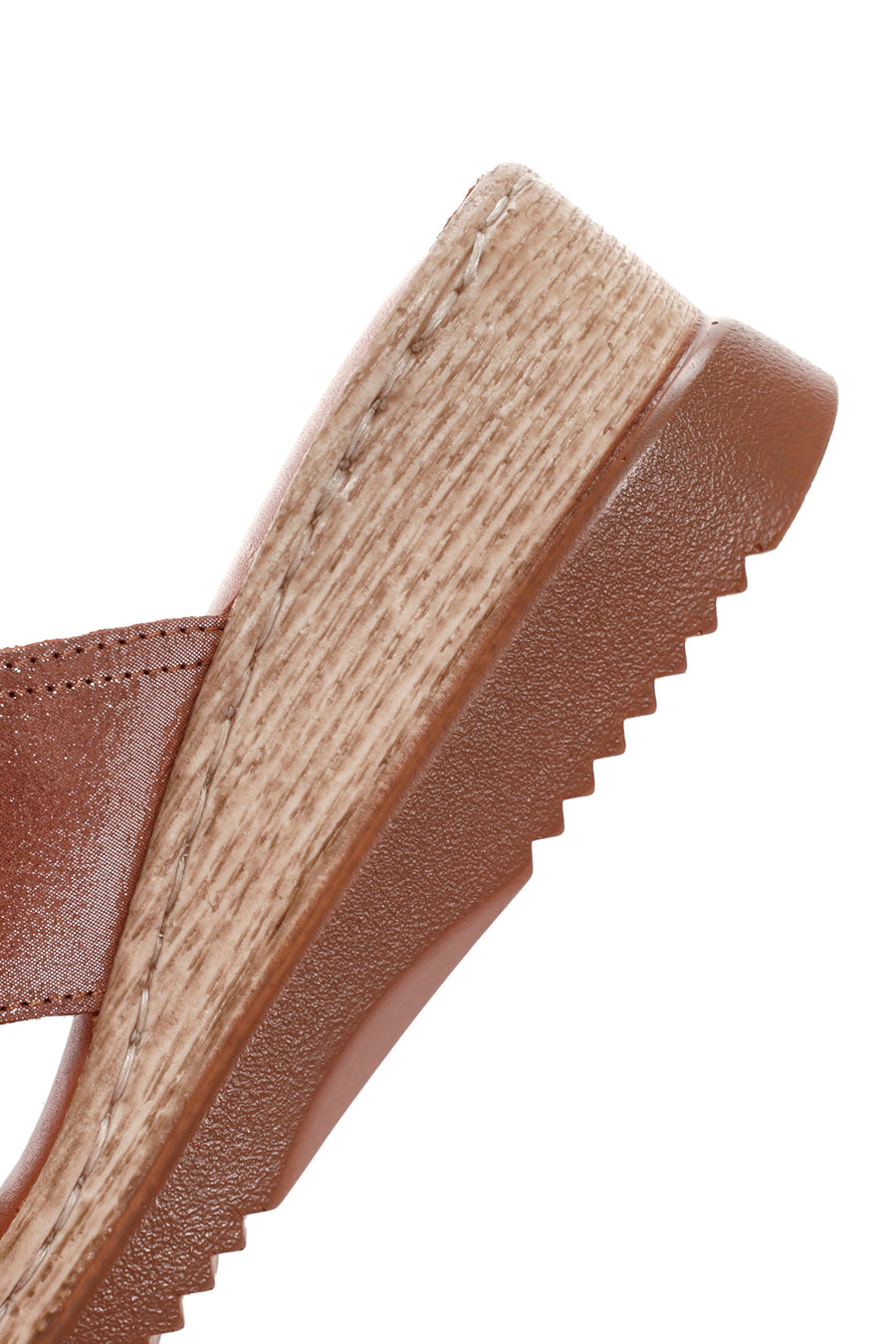 Women's Tan Thick Soled Leather Comfort Slippers