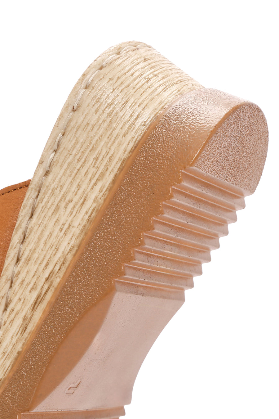 Women's Tan Thick Soled Leather Comfort Slippers