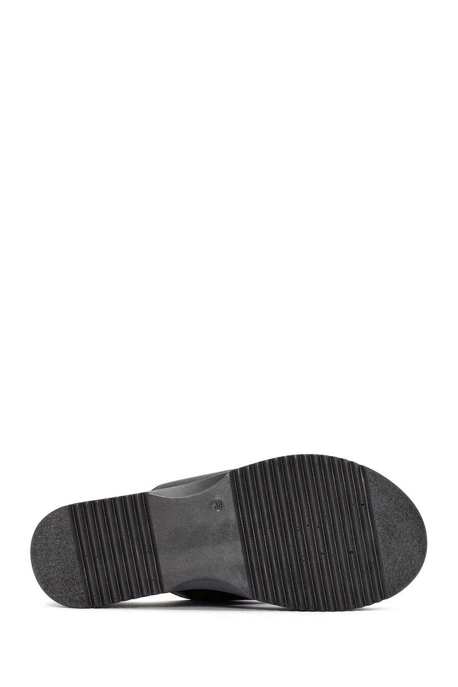 Women's Black Thick Soled Leather Comfort Slippers