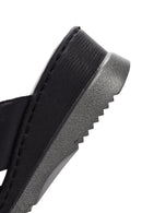 Women's Black Thick Soled Leather Comfort Slippers | Derimod