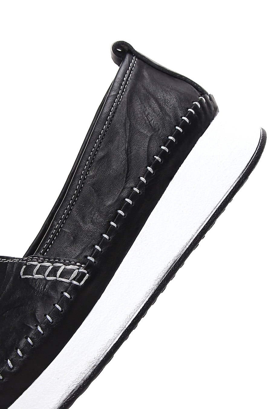 Women's Black Thick Soled Leather Comfort Loafer