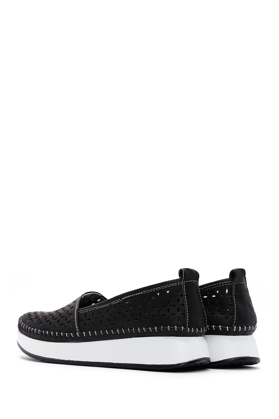 Kadın Siyah Kalın Tabanlı Deri Comfort Loafer