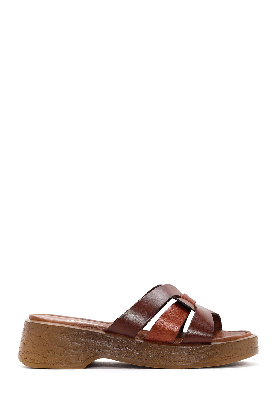 Women's Brown Leather Slippers 24SFD332218 | Derimod