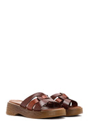 Women's Brown Leather Slippers | Derimod