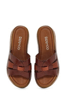 Women's Brown Leather Slippers | Derimod