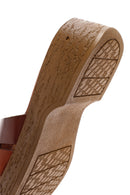 Women's Brown Leather Slippers | Derimod