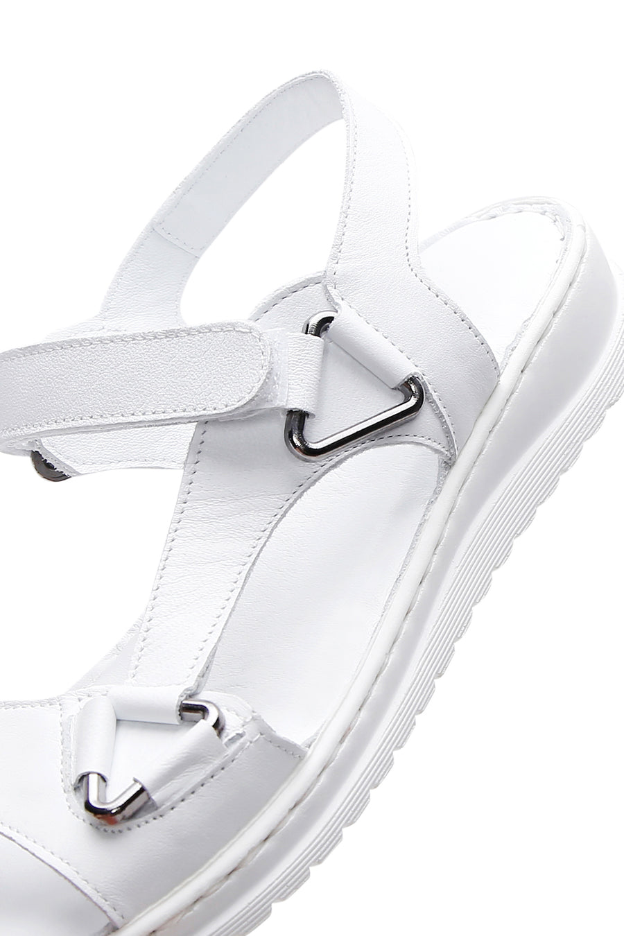 Kadın Beyaz Bilekten Bantlı Deri Comfort Sandalet
