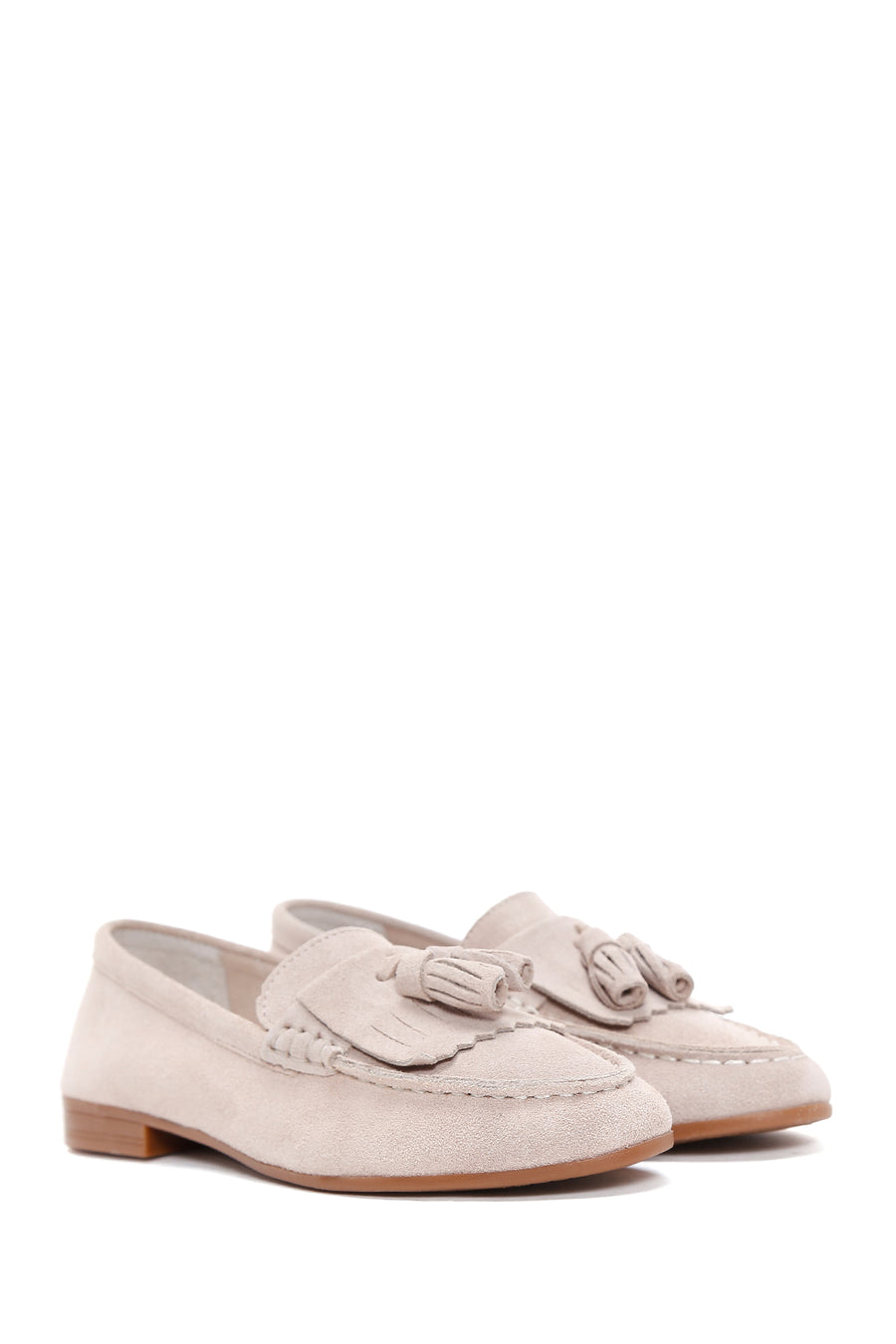 Women's Beige Suede Leather Masculine Loafer