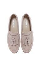 Women's Beige Suede Leather Masculine Loafer | Derimod