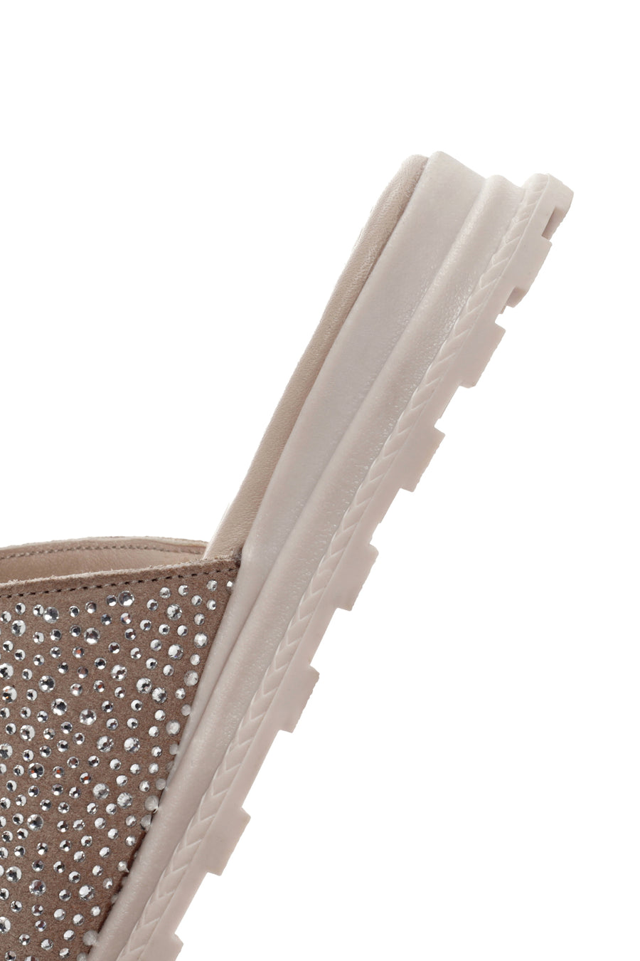 Women's Beige Stone Leather Slippers
