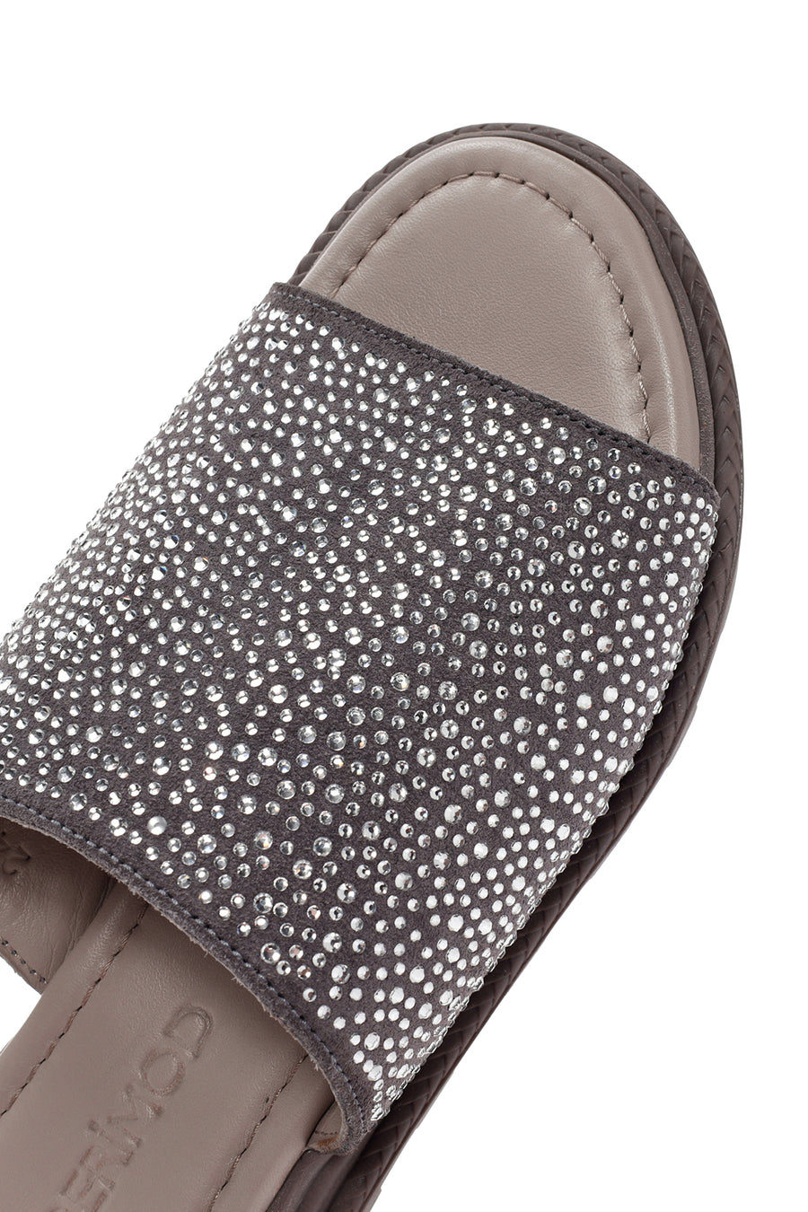 Women's Gray Stone Leather Slippers