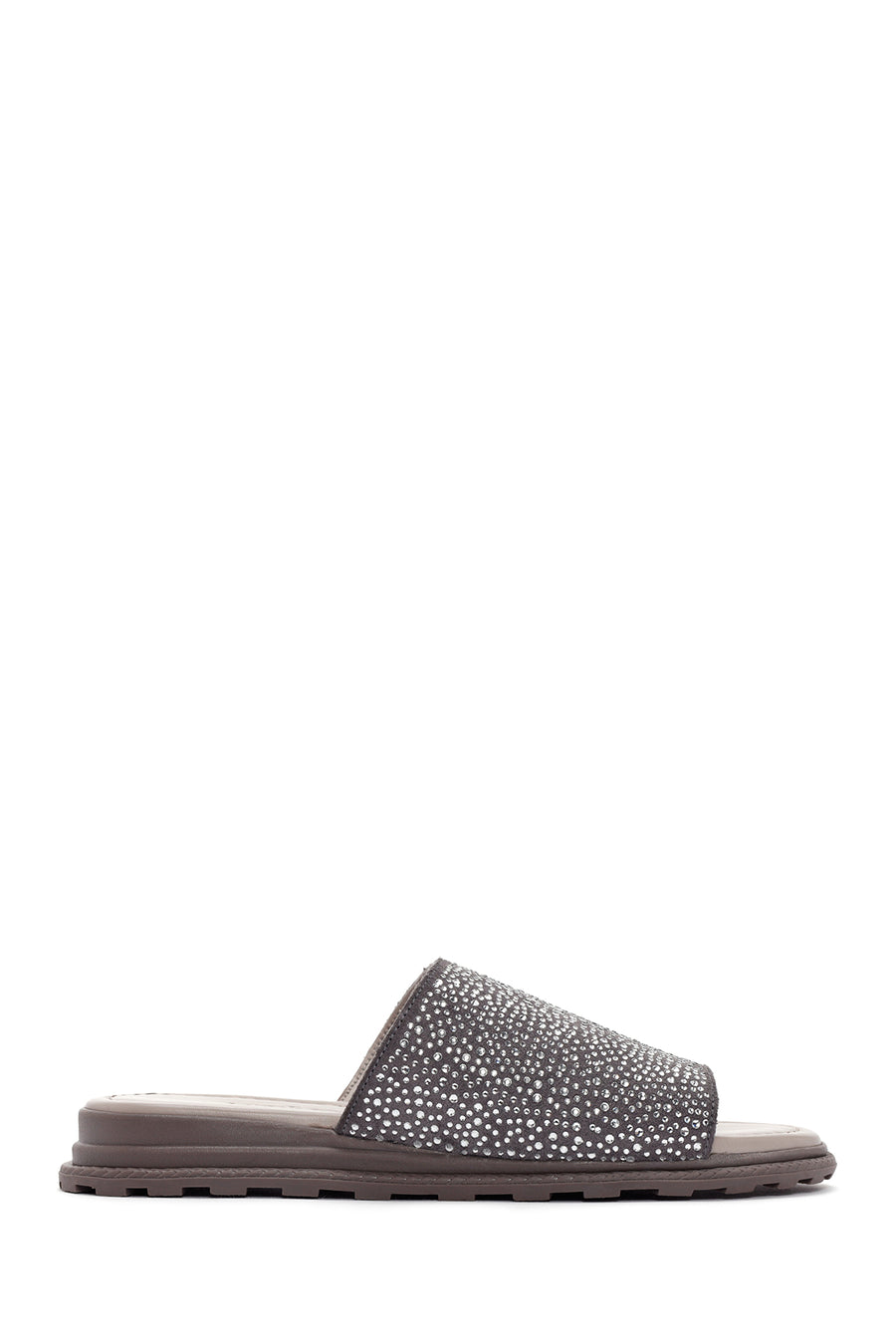 Women's Gray Stone Leather Slippers 24SFD350614 | Derimod