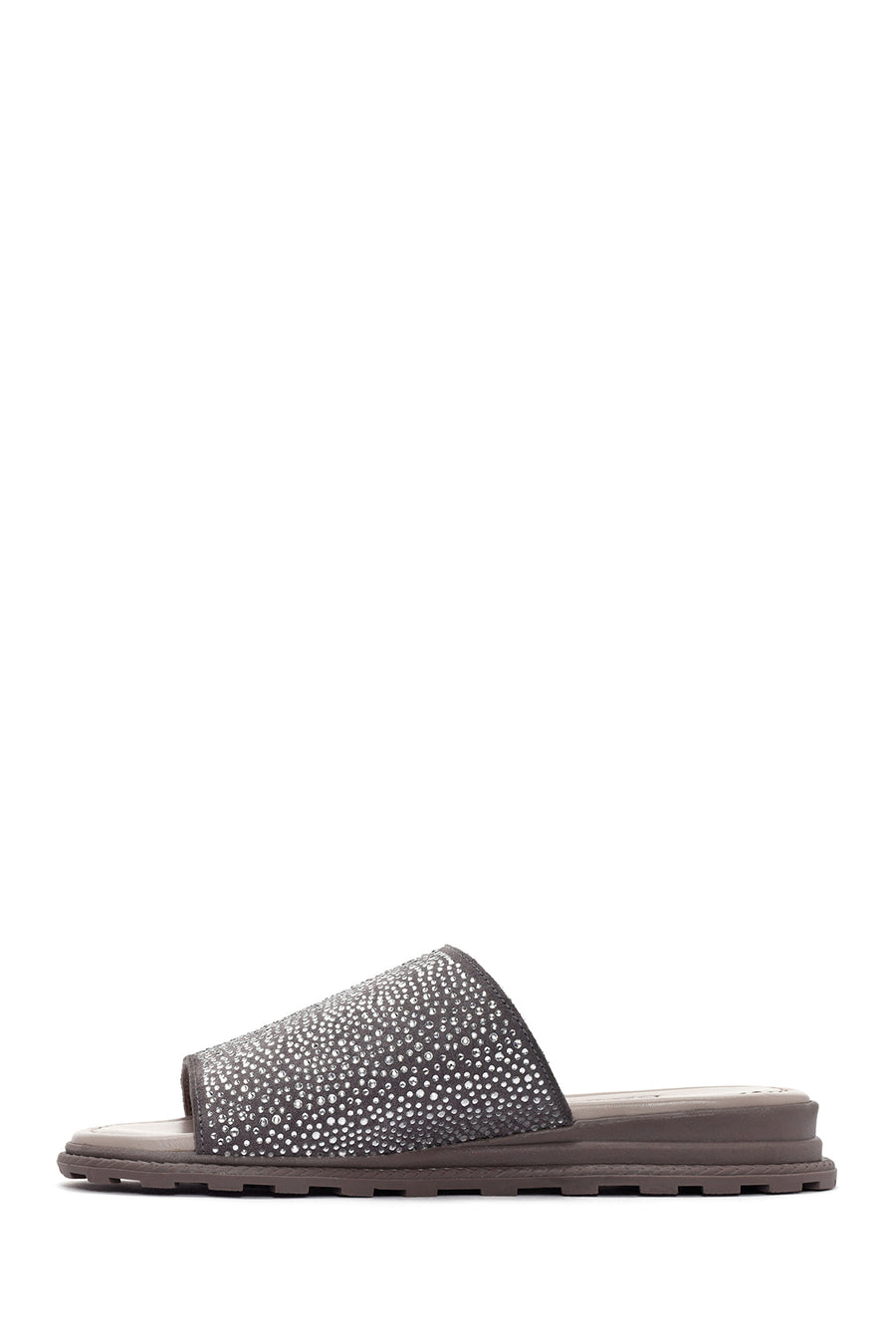Women's Gray Stone Leather Slippers