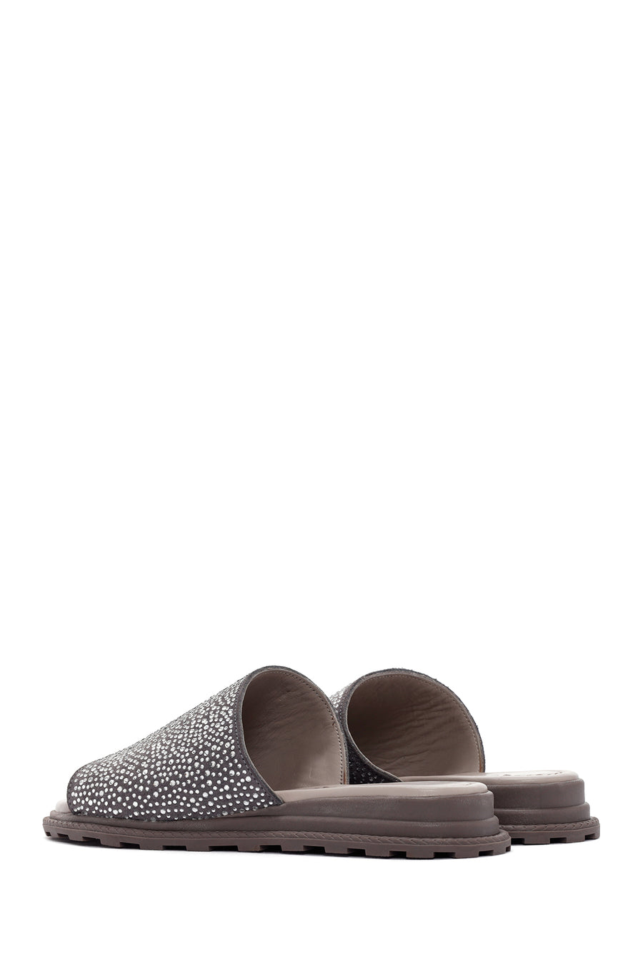 Women's Gray Stone Leather Slippers