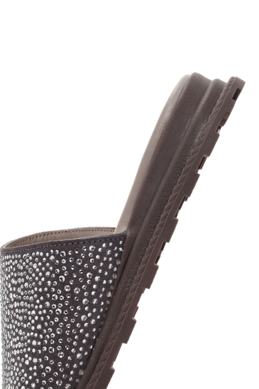 Women's Gray Stone Leather Slippers
