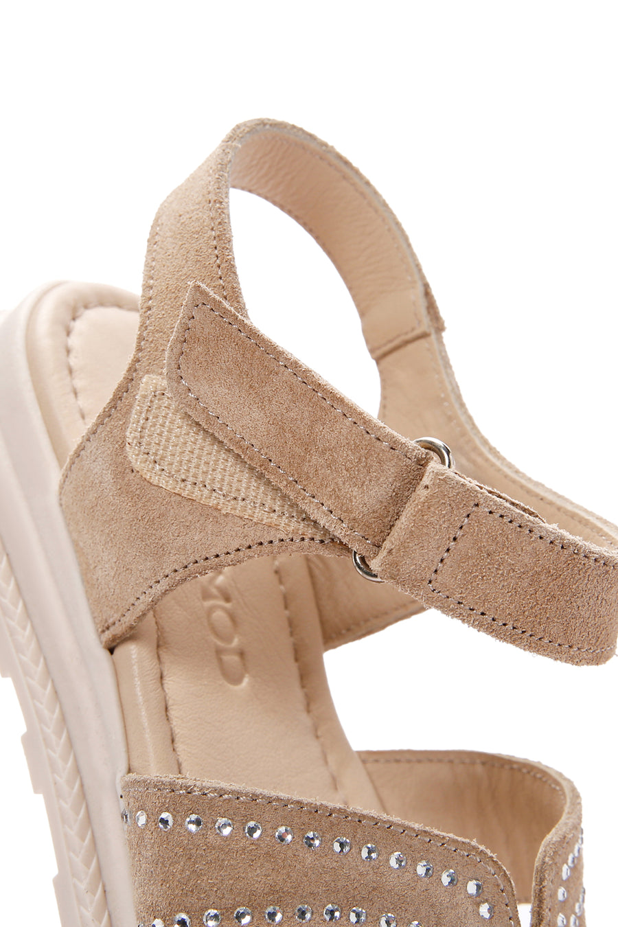 Women's Beige Ankle Strap Suede Leather Sandals