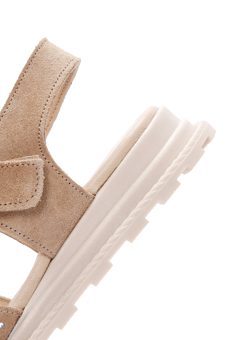 Women's Beige Ankle Strap Suede Leather Sandals
