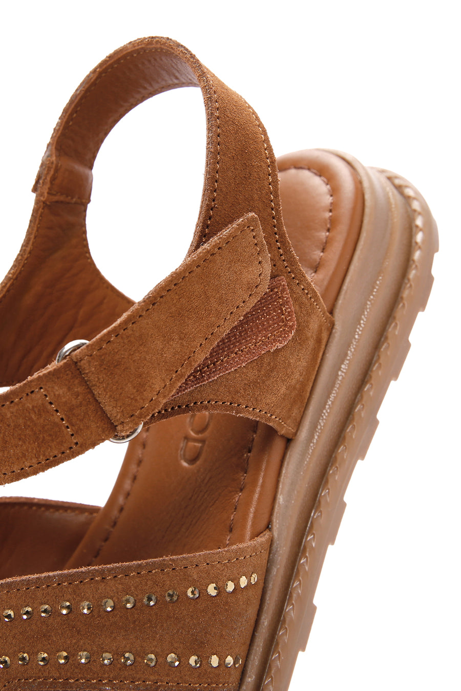 Women's Tan Ankle Strap Suede Leather Sandals