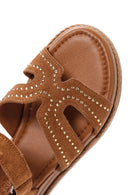 Women's Tan Ankle Strap Suede Leather Sandals | Derimod