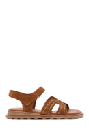 Women's Tan Ankle Strap Suede Leather Sandals | Derimod