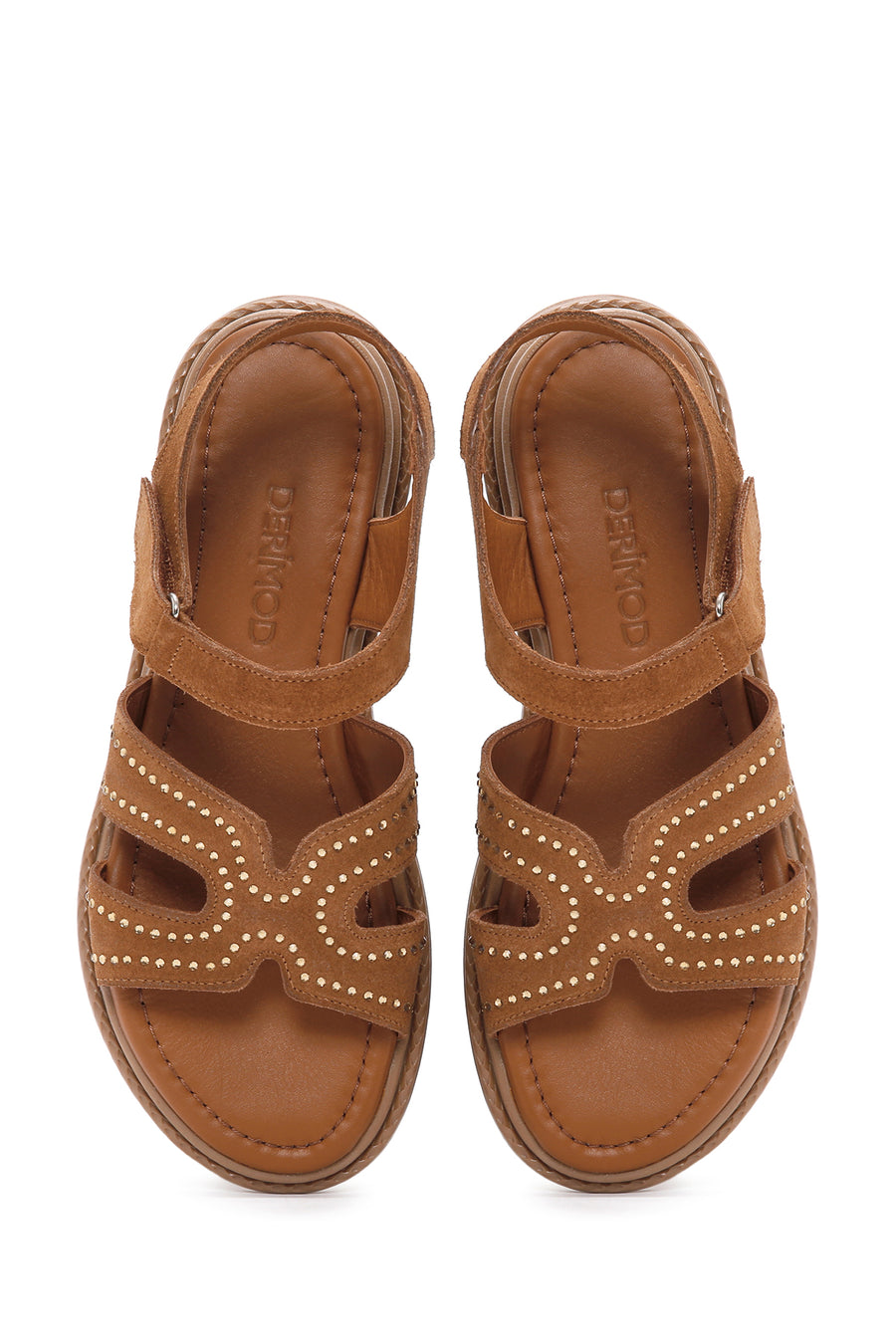 Women's Tan Ankle Strap Suede Leather Sandals