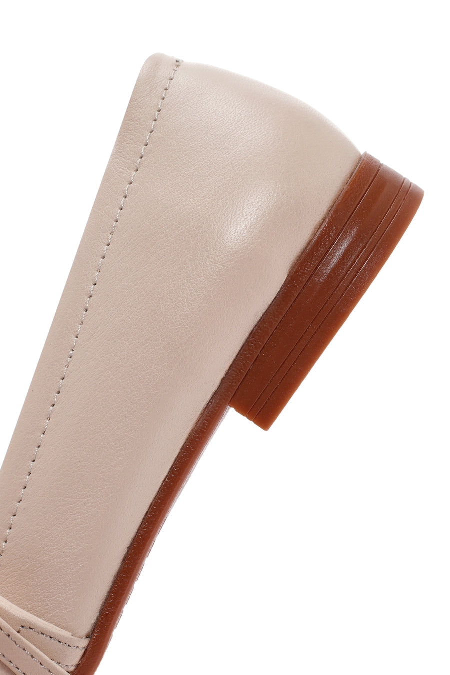 Women's Beige Strap Leather Ballerinas