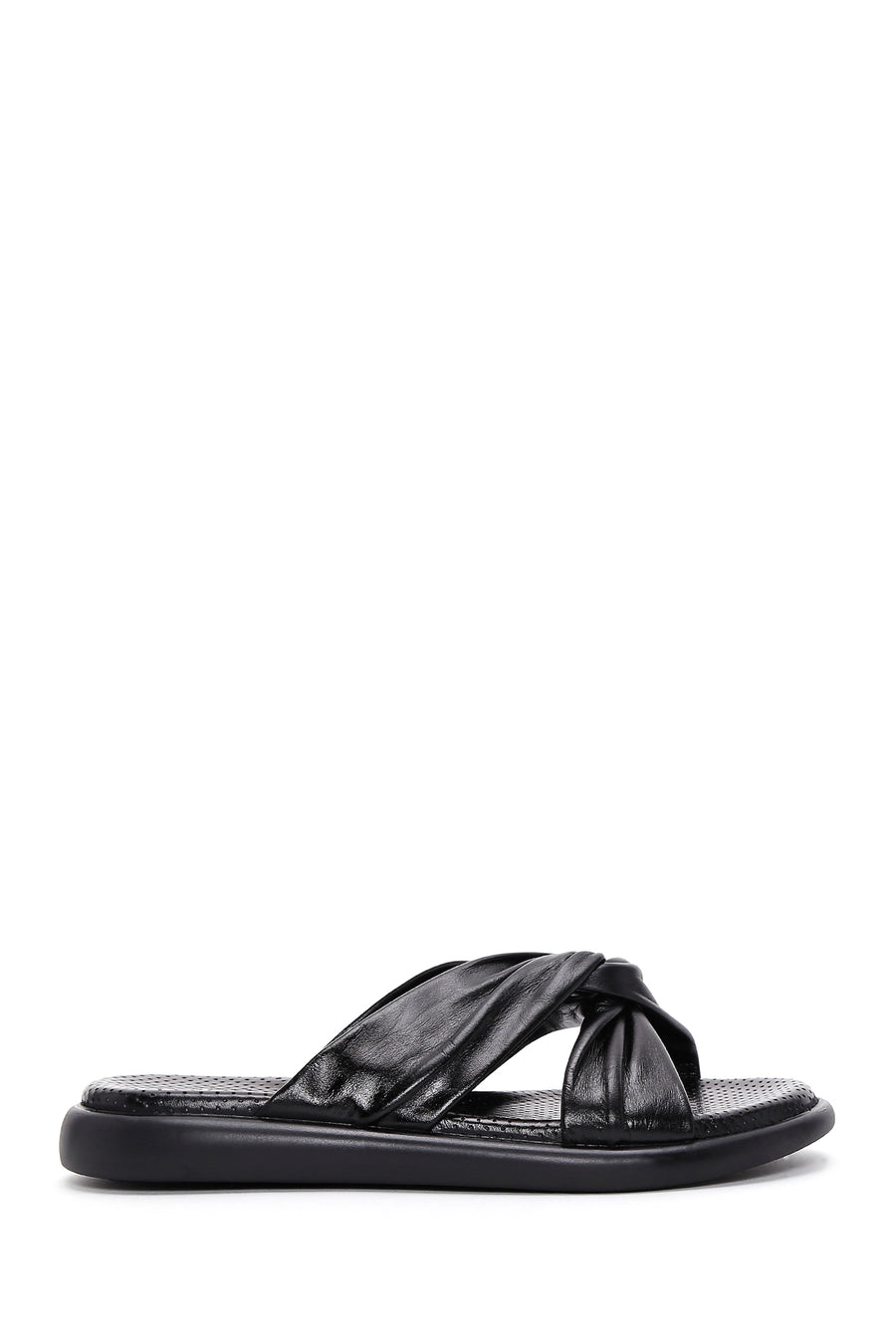 Women's Black Leather Slippers 24SFD360018 | Derimod