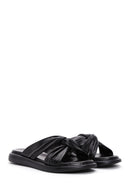 Women's Black Leather Slippers | Derimod