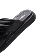 Women's Black Leather Slippers | Derimod