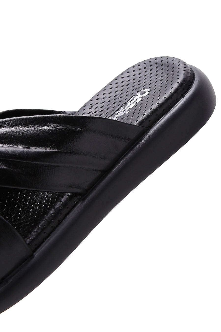 Women's Black Leather Slippers