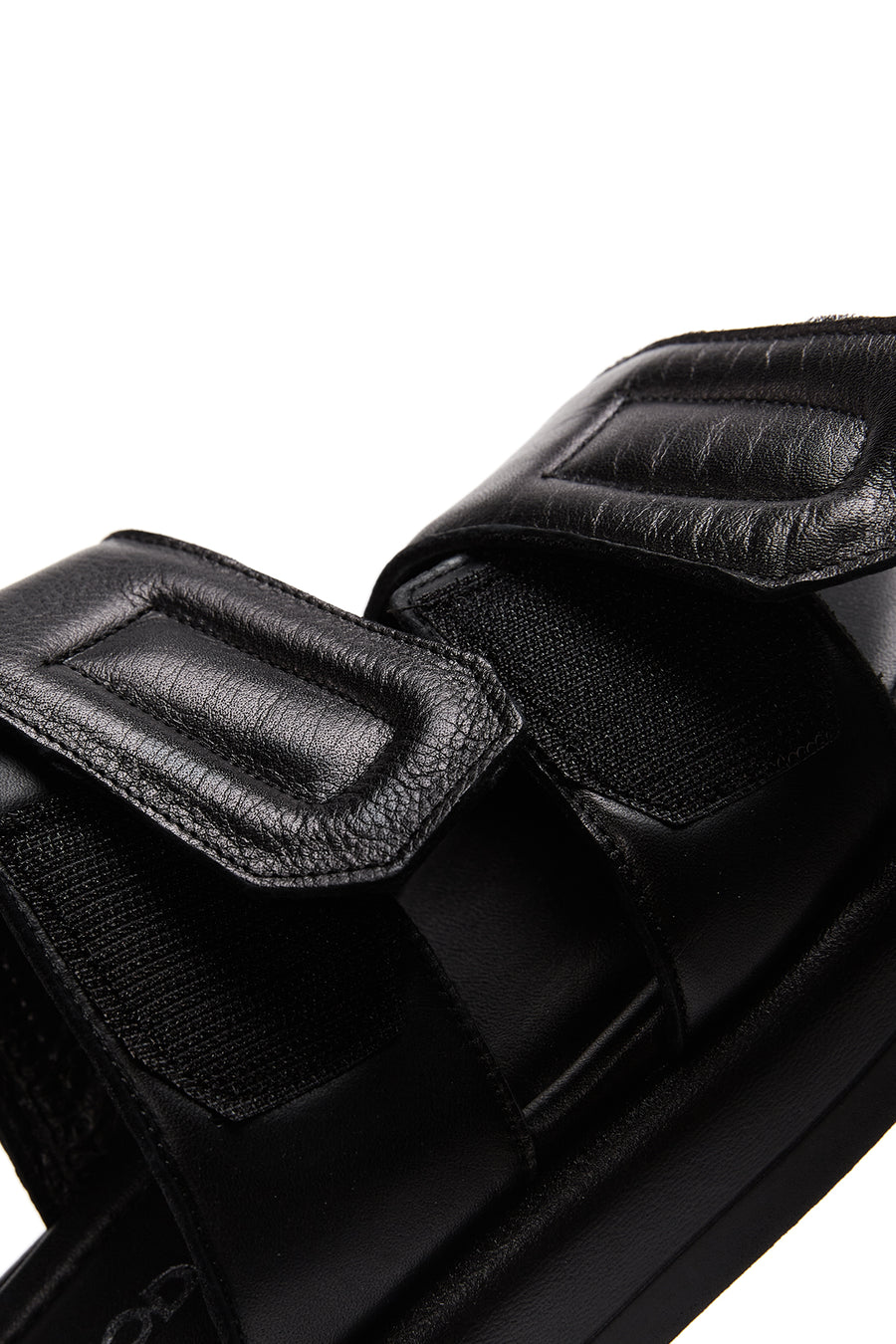 Women's Black Double-Striped Leather Comfort Slippers