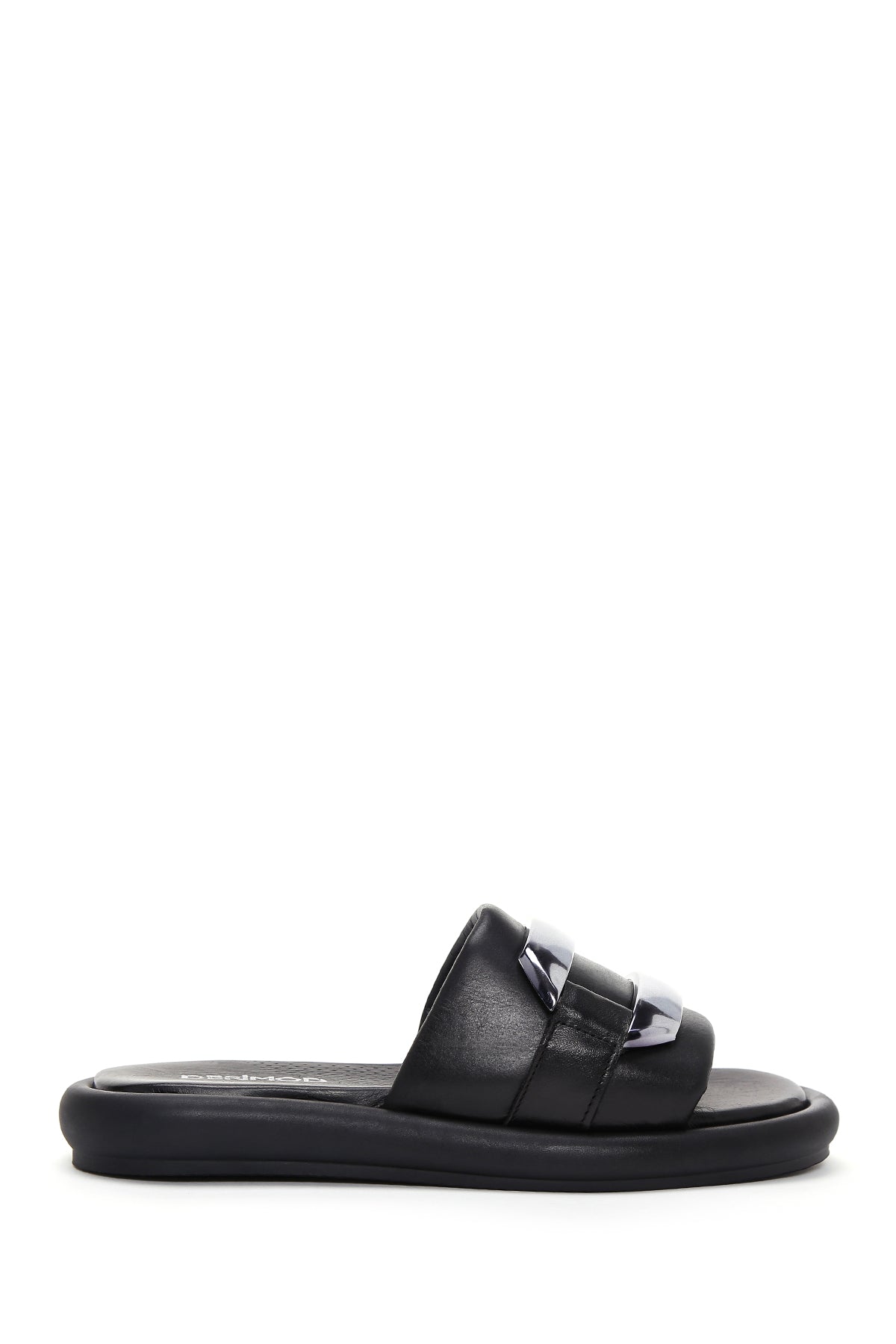 Women's Black Leather Comfort Slippers 24SFD360518 | Derimod