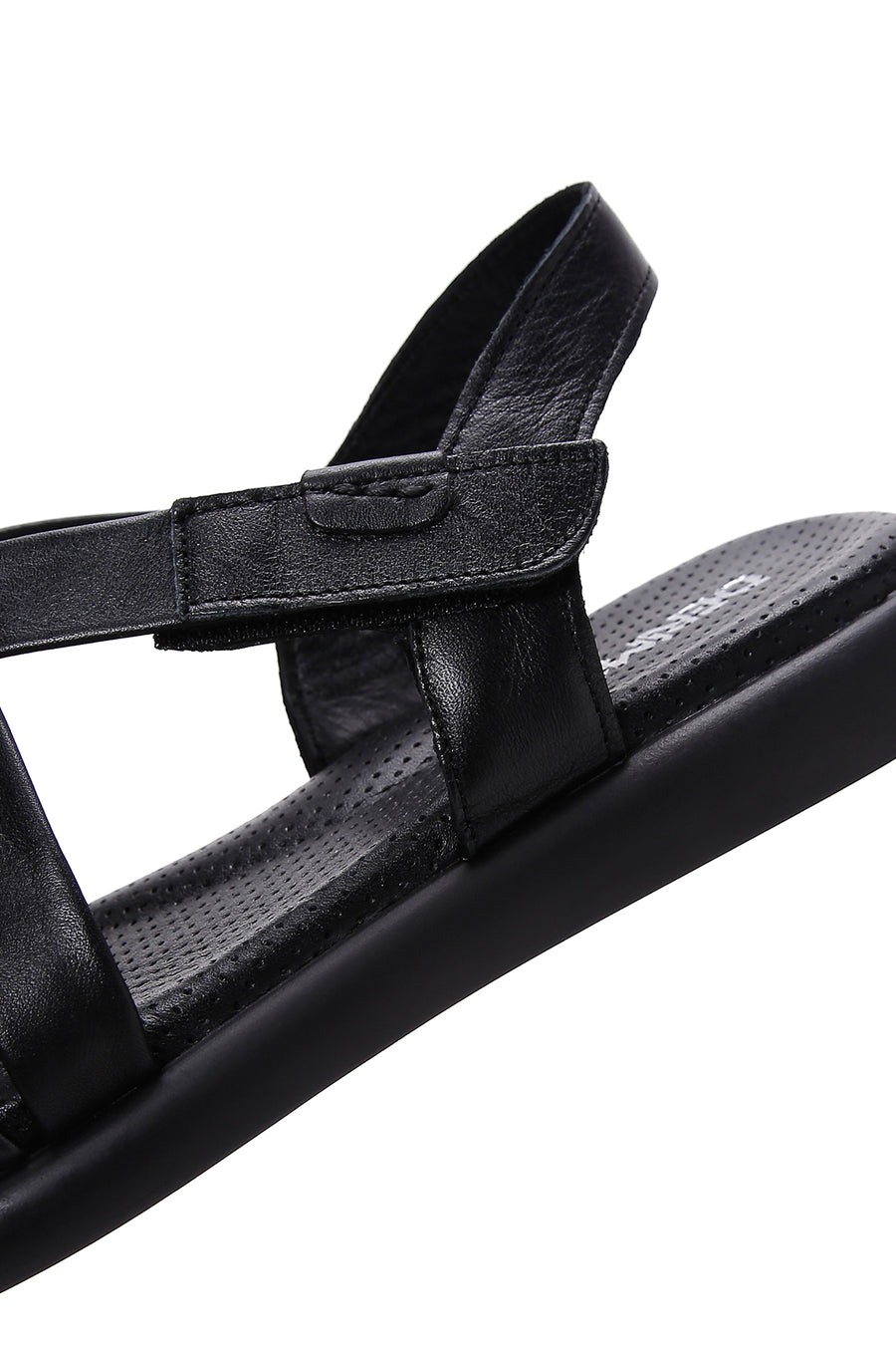 Kadın Siyah Bilekten Bantlı Deri Comfort Sandalet
