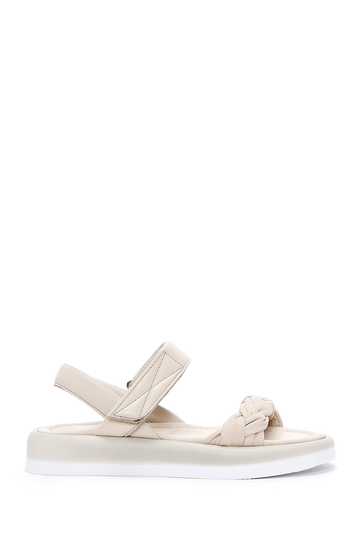 Women's Beige Ankle Strap Leather Comfort Sandals 24SFD361218 | Derimod
