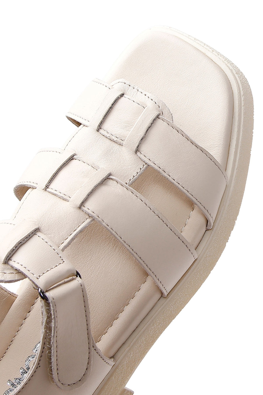 Kadın Krem Bilekten Bantlı Deri Comfort Sandalet