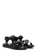 Women's Black Double Strap Leather Comfort Sandals | Derimod