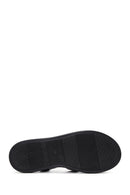Women's Black Double Strap Leather Comfort Sandals | Derimod