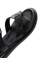 Women's Black Double Strap Leather Comfort Sandals | Derimod